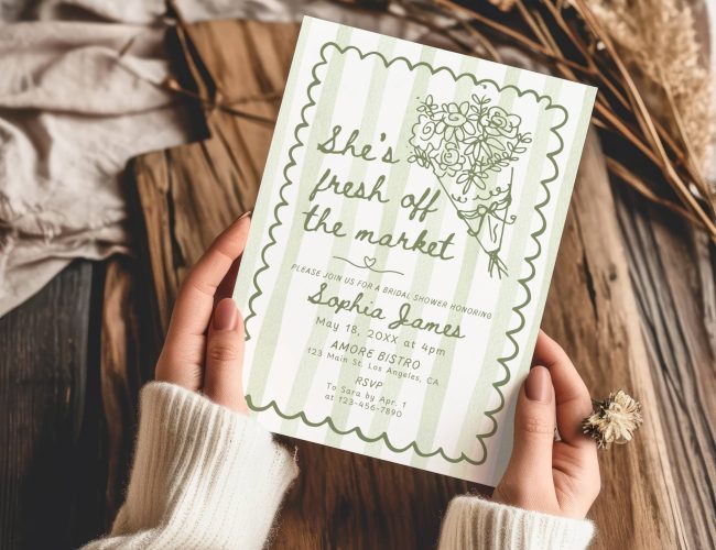 Fresh off the Market Bridal Shower Invitation Template, Farmer's Market Wedding Shower Invite, Spring Flower Bridal Brunch Invite Editable
